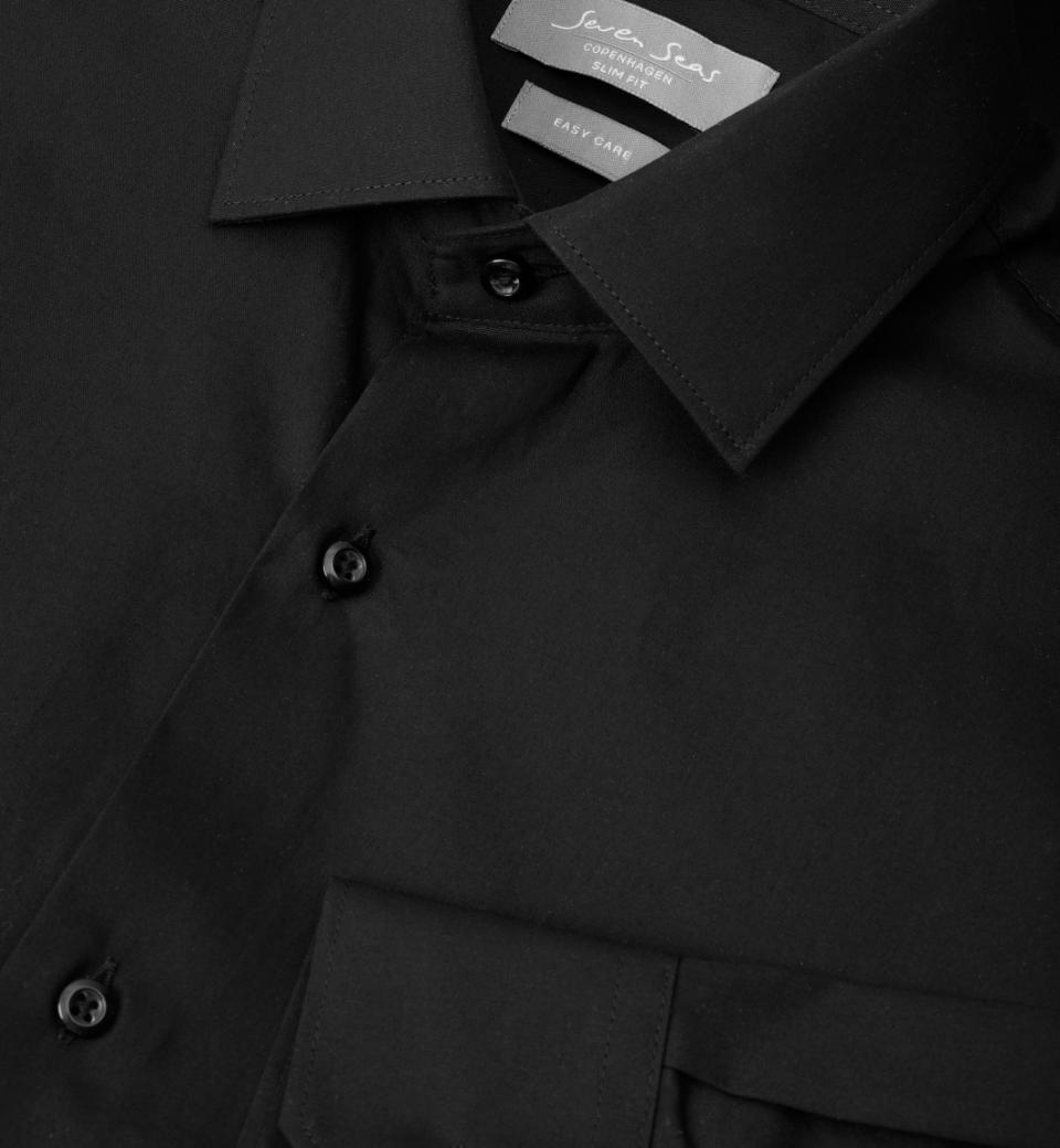 Seven Seas Skjorter ss402-sort_S - Bygholm Menswear